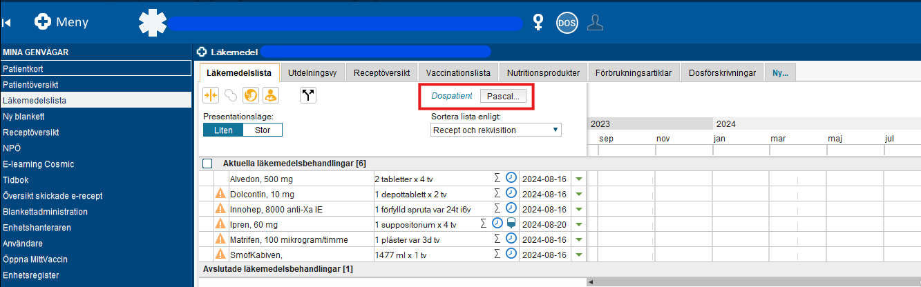 Skärmklipp återkomst till Pascal i Cosmic.