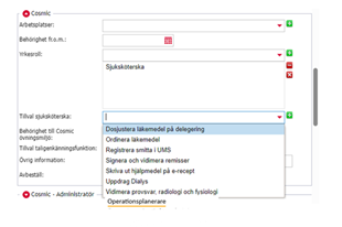 Skärmklipp över hur valet "Operationsplanerare" ser ut i journalsystemet Cosmic.