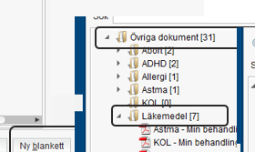 Skärmklipp på uppdaterade blanketter gällande astma och KOL.