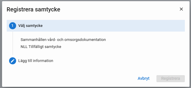 Skärmklipp Samtyckeshantering
