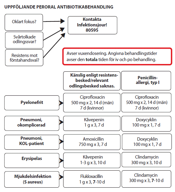 Flödesschema uppföljning peroral antibiotikabehandling