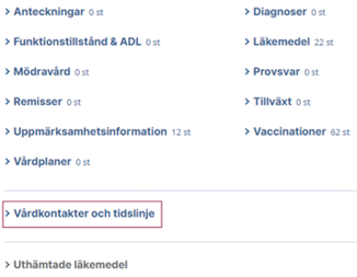 Skärmklipp på hur den nya versionen av vårdkontaker ser ut.