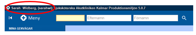 Skärmklipp på hur du ser vem som är inloggad i Cosmic.